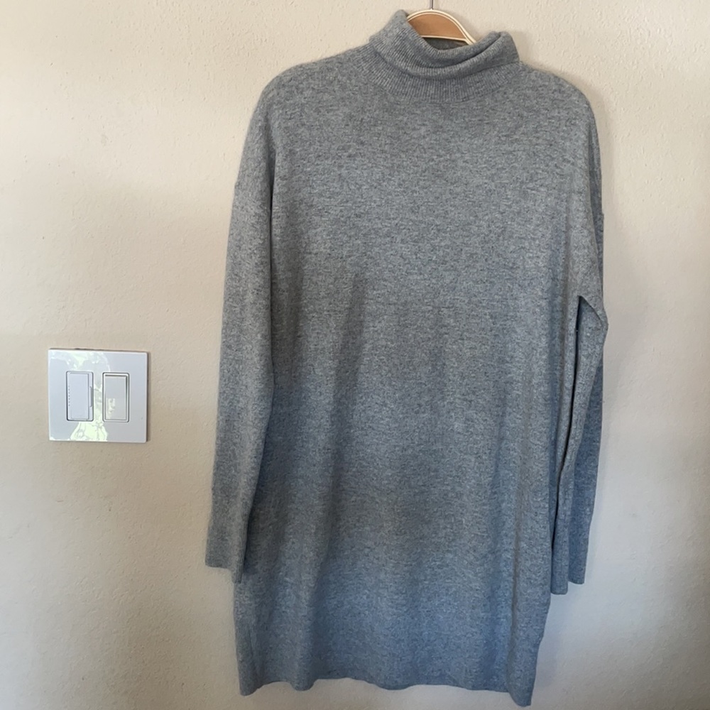 SOLD Everlane Cashmere Turtleneck Mini Dress Gray - Picture 3 of 6